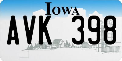 IA license plate AVK398