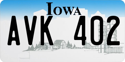 IA license plate AVK402
