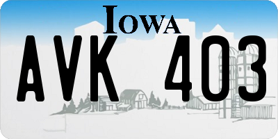 IA license plate AVK403