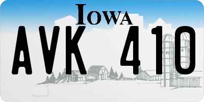 IA license plate AVK410