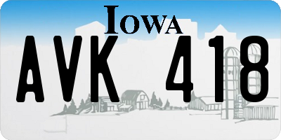 IA license plate AVK418