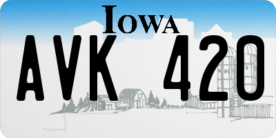 IA license plate AVK420