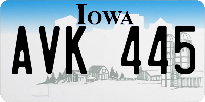 IA license plate AVK445