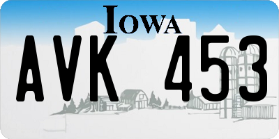IA license plate AVK453