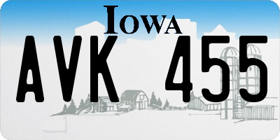 IA license plate AVK455