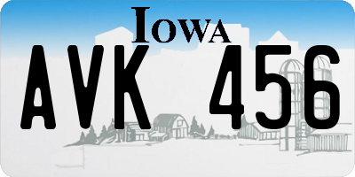 IA license plate AVK456