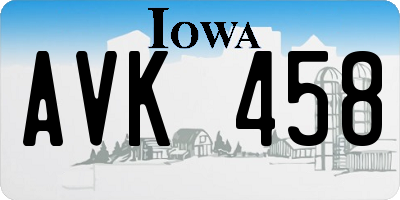 IA license plate AVK458