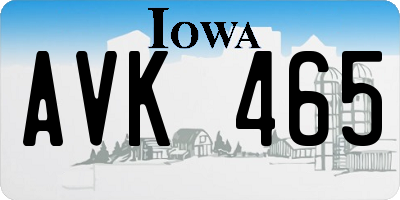 IA license plate AVK465