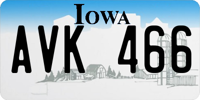 IA license plate AVK466