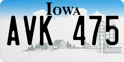 IA license plate AVK475