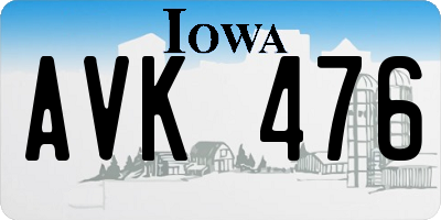IA license plate AVK476