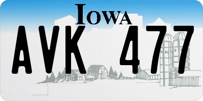 IA license plate AVK477
