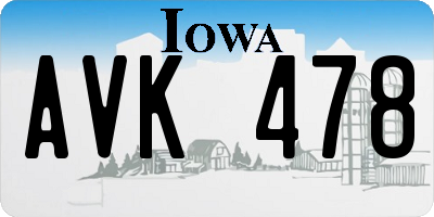 IA license plate AVK478