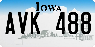 IA license plate AVK488