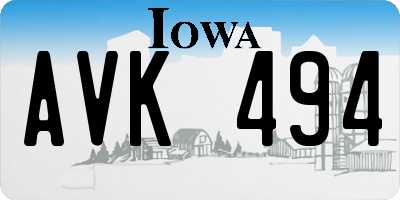 IA license plate AVK494