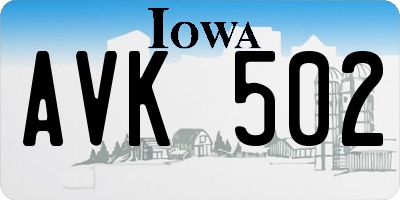 IA license plate AVK502