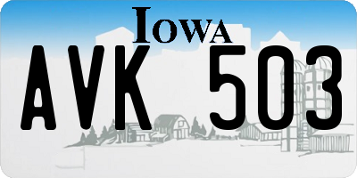 IA license plate AVK503
