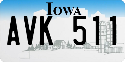IA license plate AVK511
