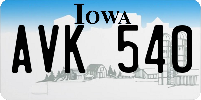 IA license plate AVK540