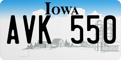 IA license plate AVK550
