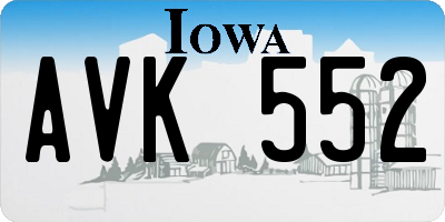 IA license plate AVK552