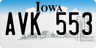 IA license plate AVK553