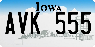 IA license plate AVK555
