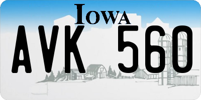 IA license plate AVK560