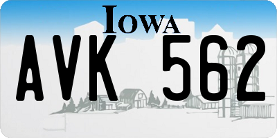 IA license plate AVK562