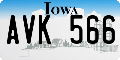 IA license plate AVK566