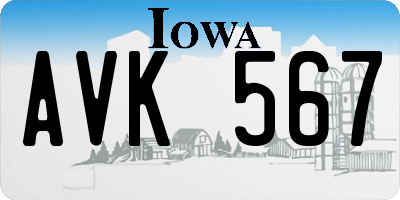 IA license plate AVK567