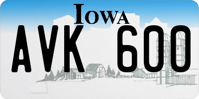 IA license plate AVK600