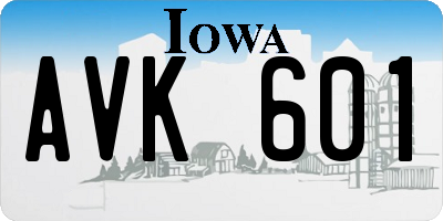 IA license plate AVK601