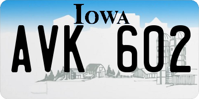 IA license plate AVK602