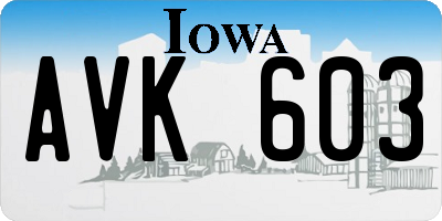IA license plate AVK603