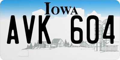 IA license plate AVK604