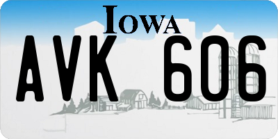 IA license plate AVK606