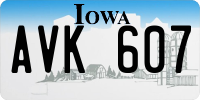 IA license plate AVK607