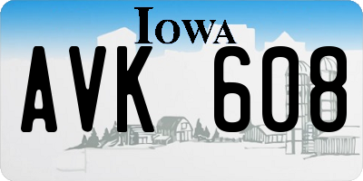 IA license plate AVK608