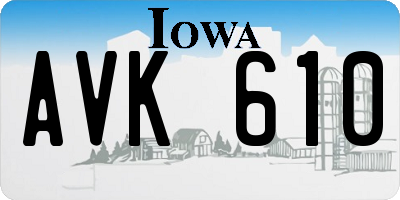 IA license plate AVK610