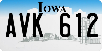 IA license plate AVK612