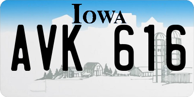 IA license plate AVK616