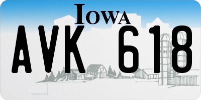 IA license plate AVK618
