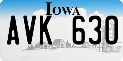 IA license plate AVK630