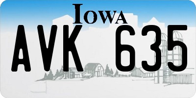 IA license plate AVK635