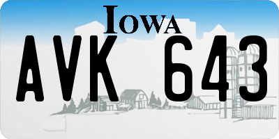 IA license plate AVK643