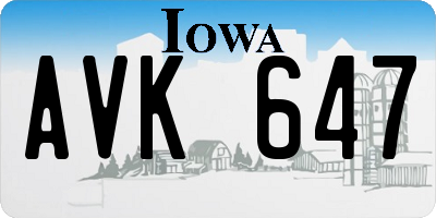 IA license plate AVK647