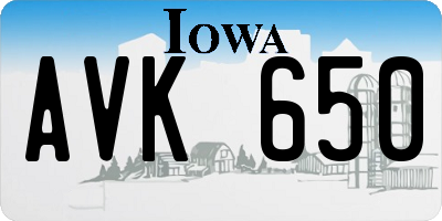 IA license plate AVK650