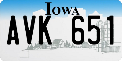 IA license plate AVK651