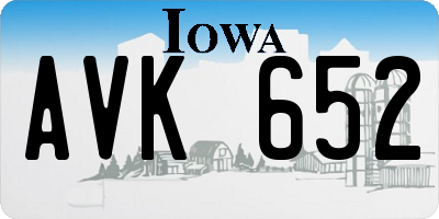 IA license plate AVK652